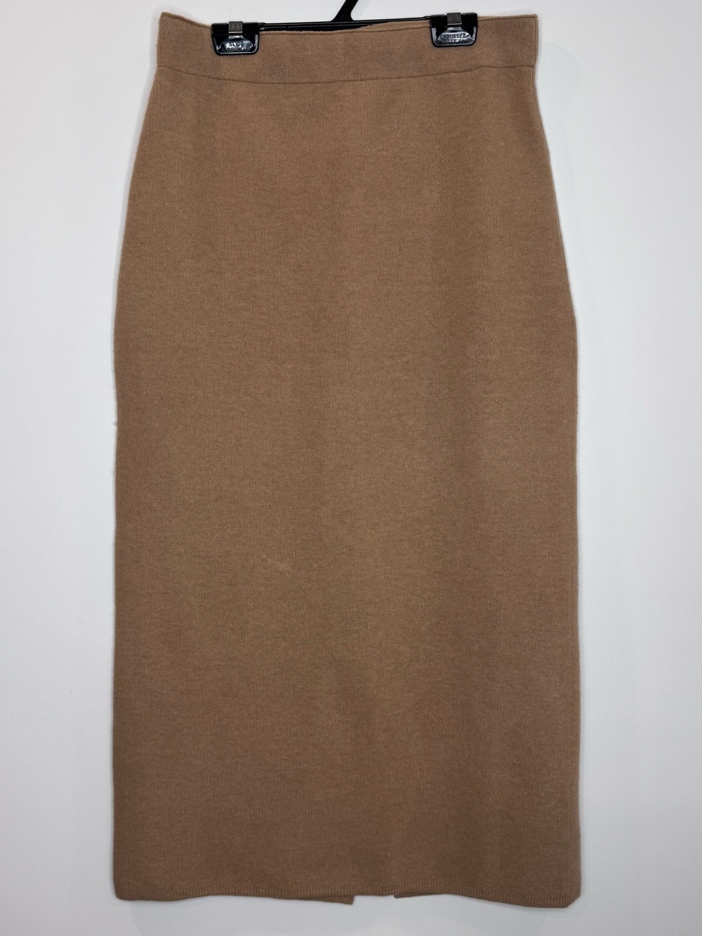 Babaton Johan Wool Blend Camel Knit Midi Skirt S Quiet Luxury Minimalist Office - Picture 2 of 7